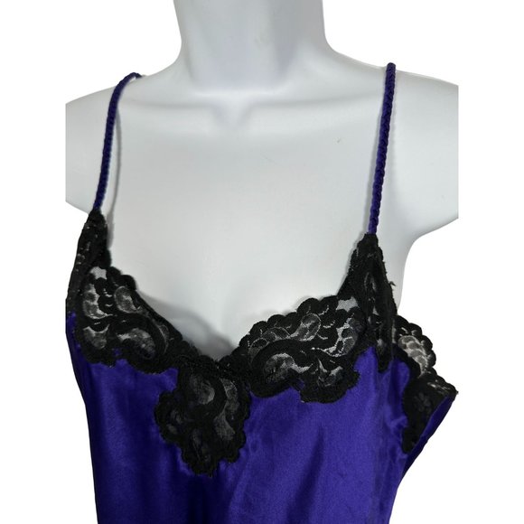 Vintage Victoria's Secret Small Nightgown Slip Purple Black Lace Sexy Polyester - Picture 4 of 12